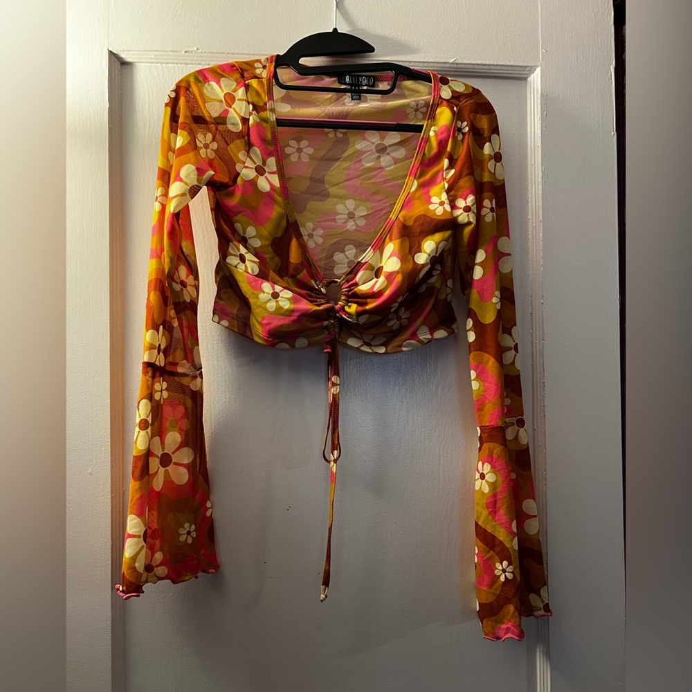 Misty morning floral crop top